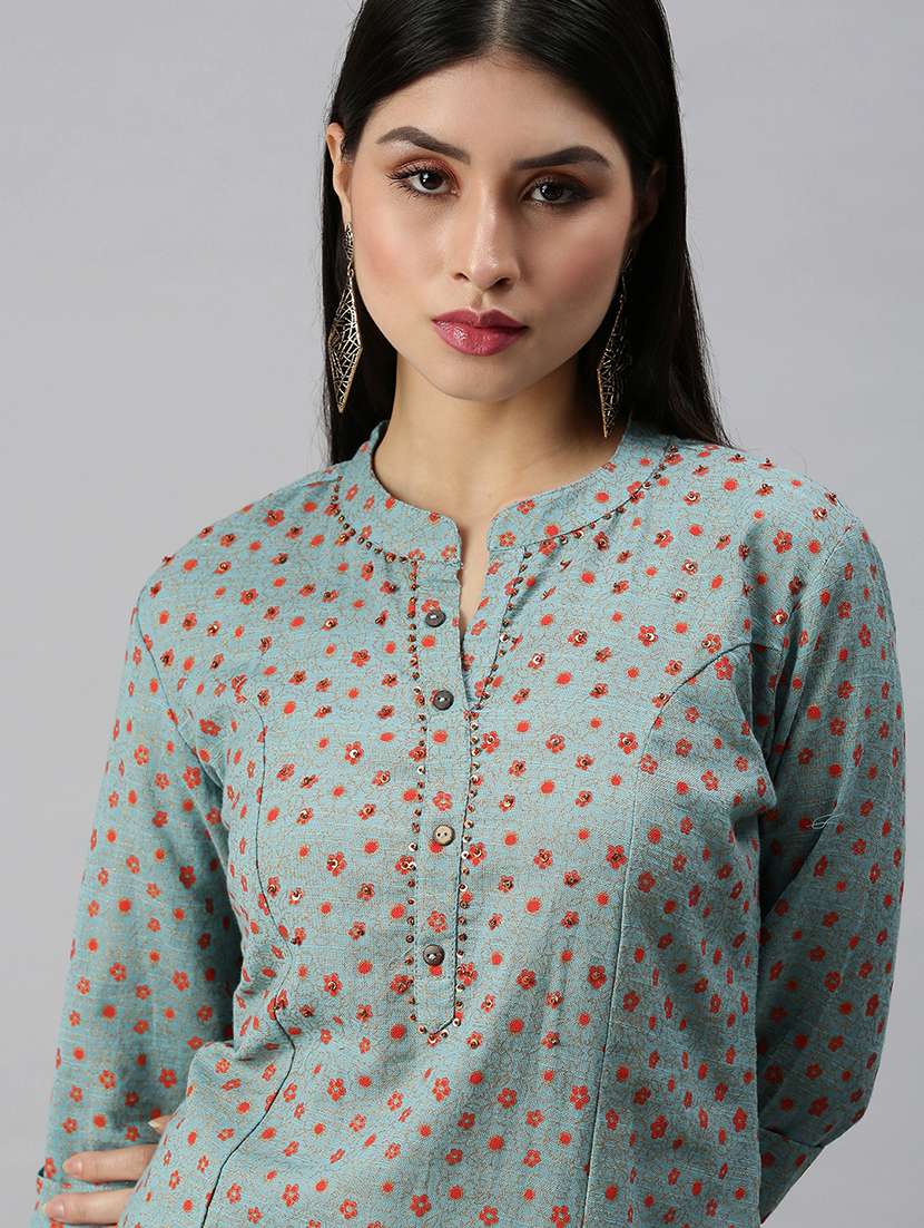 women self design mandarin neck kurta pant set  - 18260906 -  Standard Image - 4