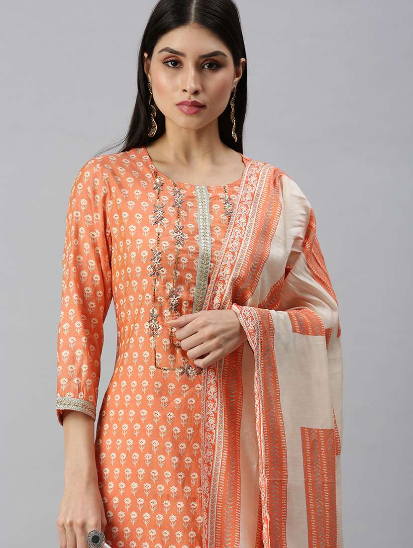 women floral kurta palazzo set with dupatta - 18260924 -  Standard Image - 4