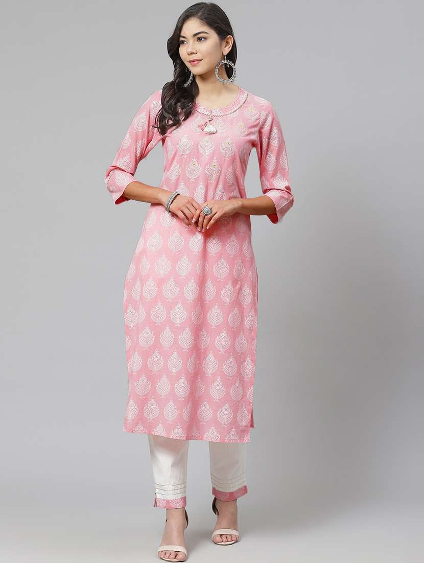 multi colored cotton blend kurta pant  set - 18261095 -  Standard Image - 1
