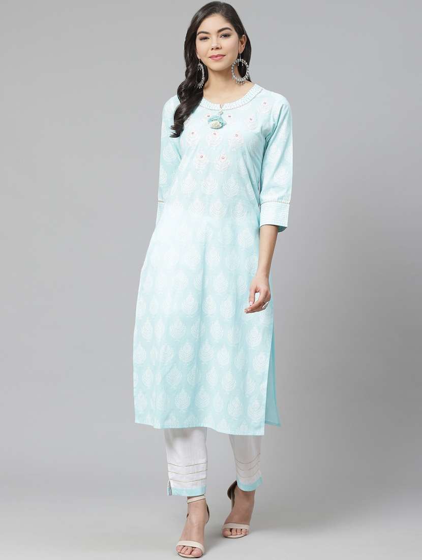 multi colored cotton blend kurta pant  set - 18261096 -  Standard Image - 1