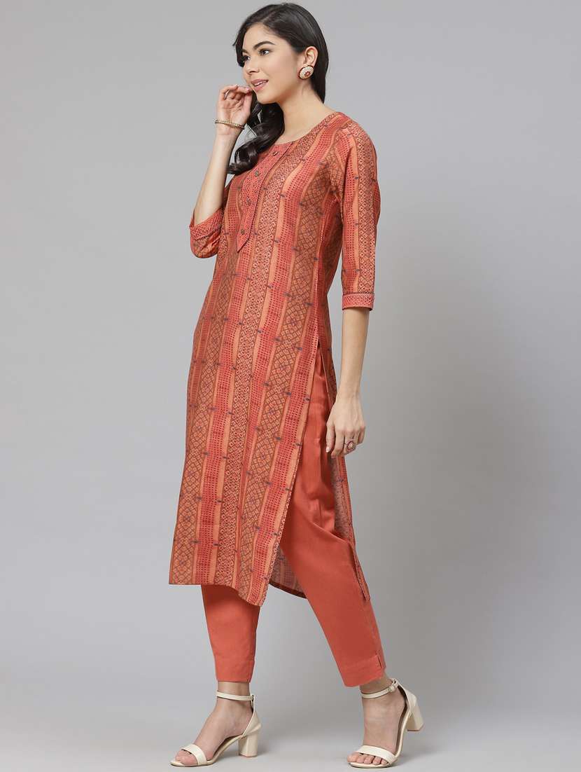 peach modal kurta pant  set - 18261338 -  Standard Image - 1