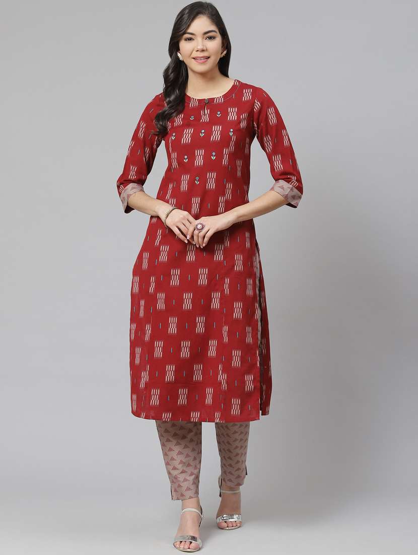 multi colored cotton blend kurta pant  set - 18261339 -  Standard Image - 1