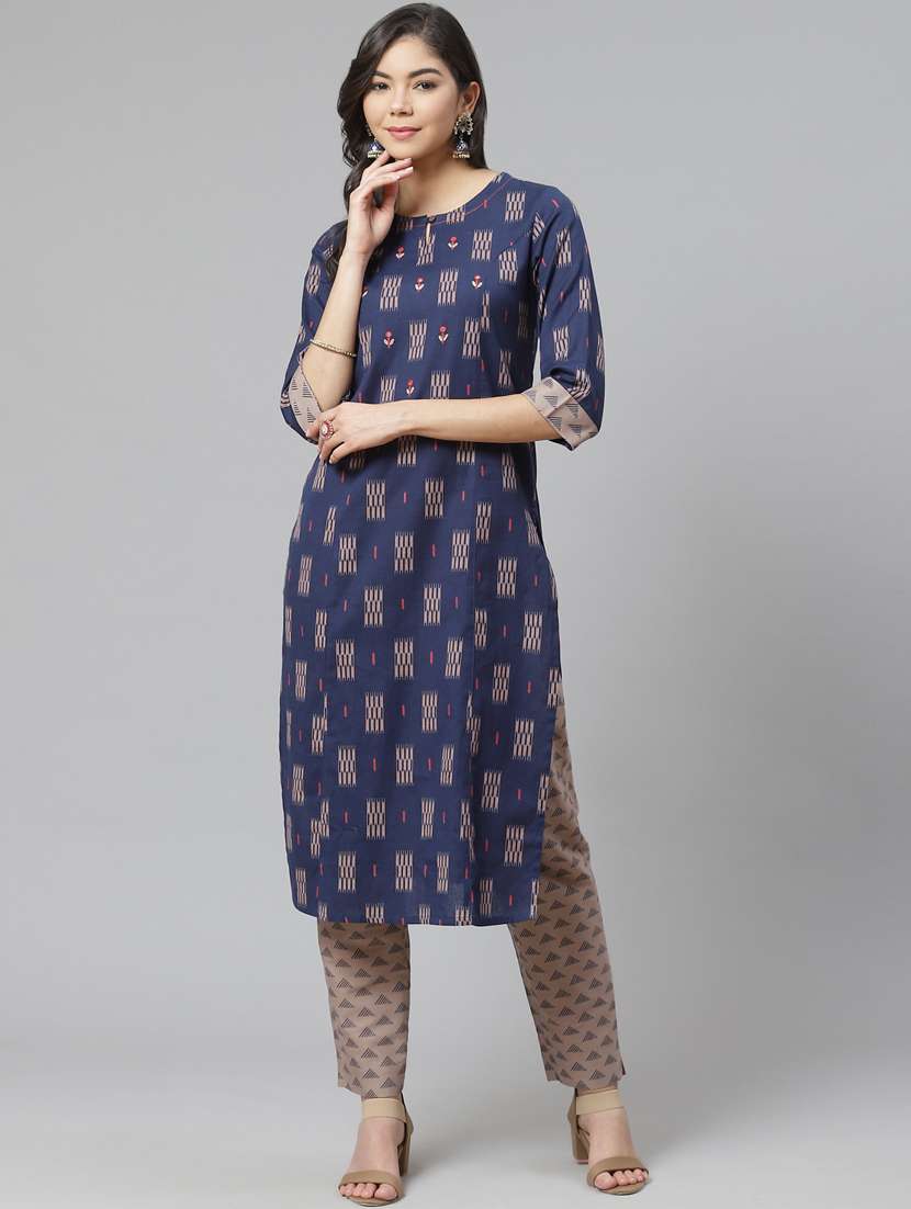 multi colored cotton blend kurta pant  set - 18261340 -  Standard Image - 1