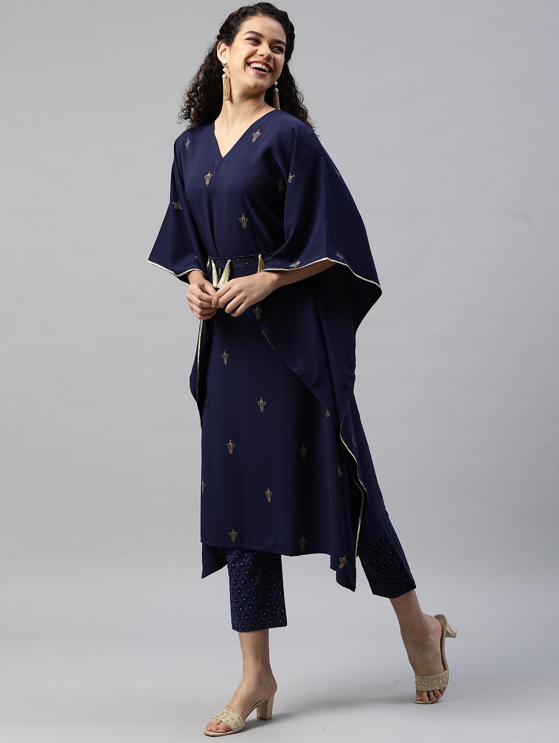 blue crepe kaftan  set - 18261626 -  Standard Image - 1