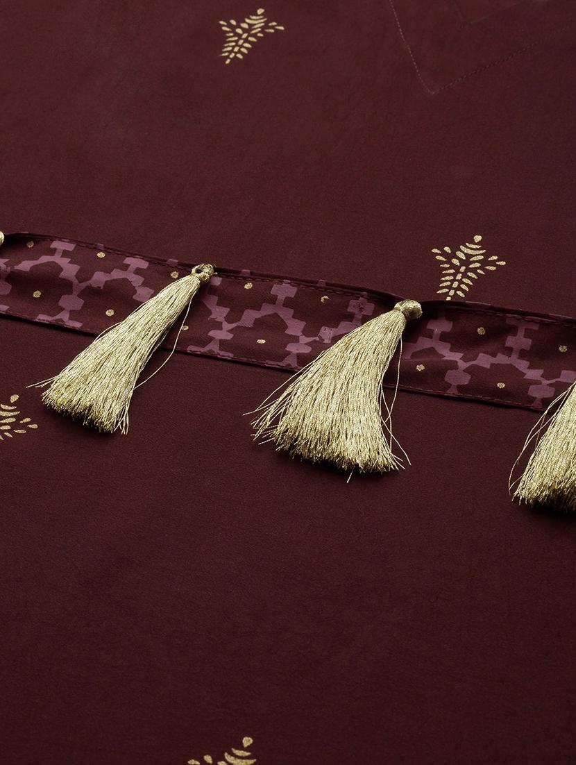 burgundy crepe kaftan set - 18261627 - Standard Image - 4