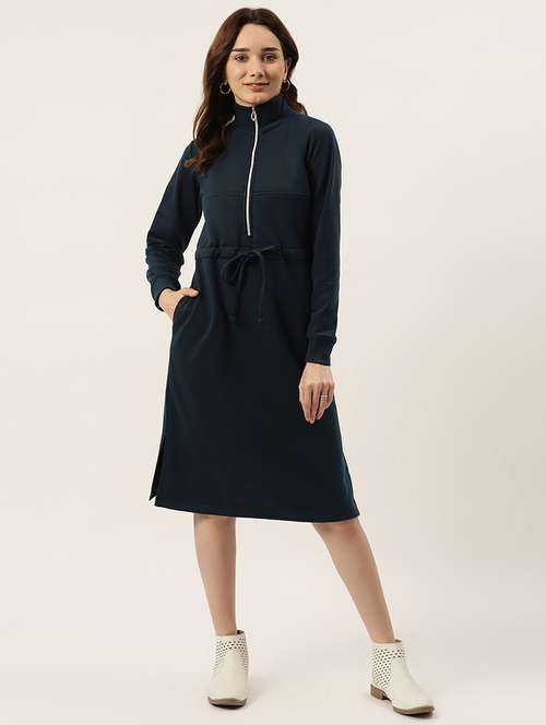 tie front solid straight dress - 18261679 - Standard Image - 0