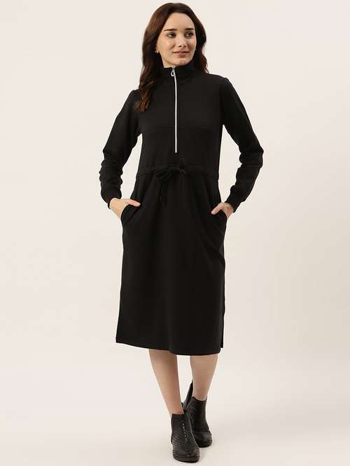 tie front solid straight dress - 18261691 - Standard Image - 0