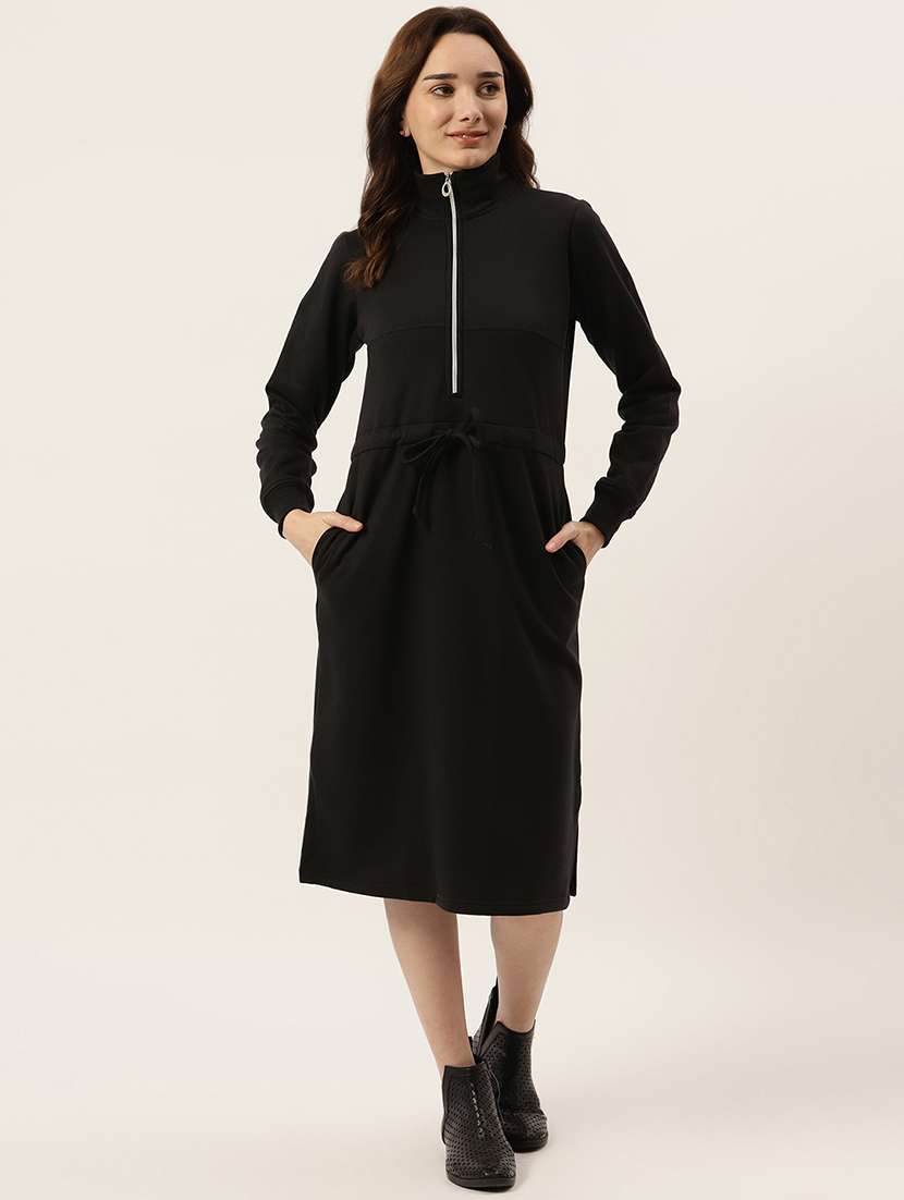 tie front solid straight dress - 18261691 - Zoom Image - 0