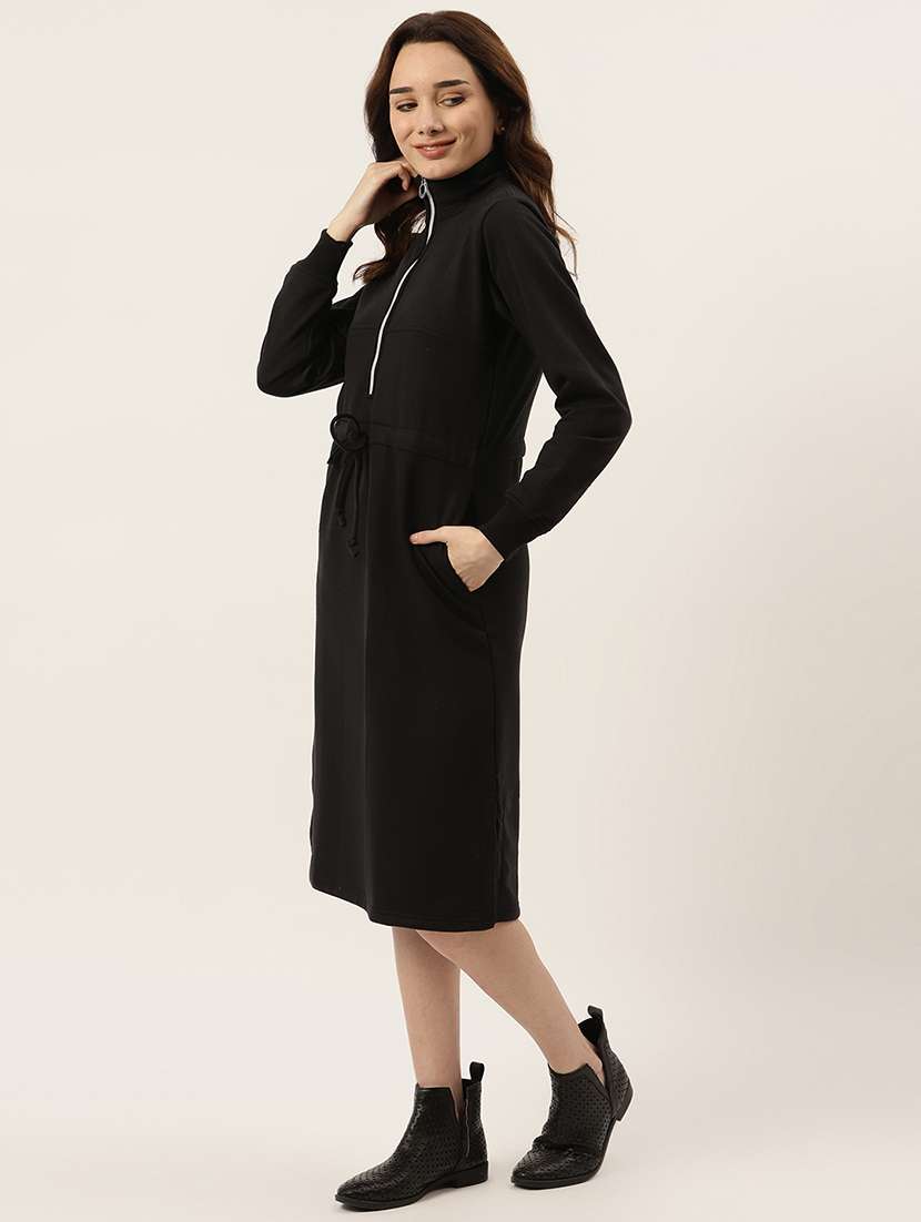 tie front solid straight dress - 18261691 - Standard Image - 1