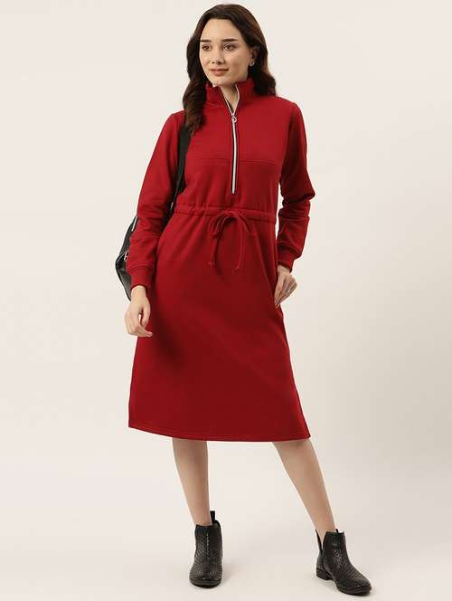 tie front solid straight dress - 18261697 - Standard Image - 0