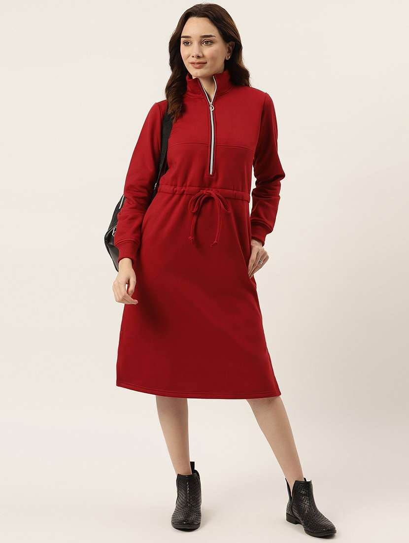 tie front solid straight dress