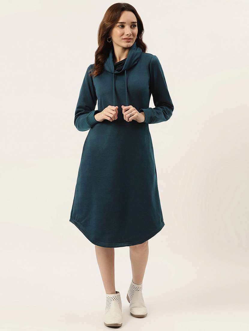 cowl neck solid  shift dress