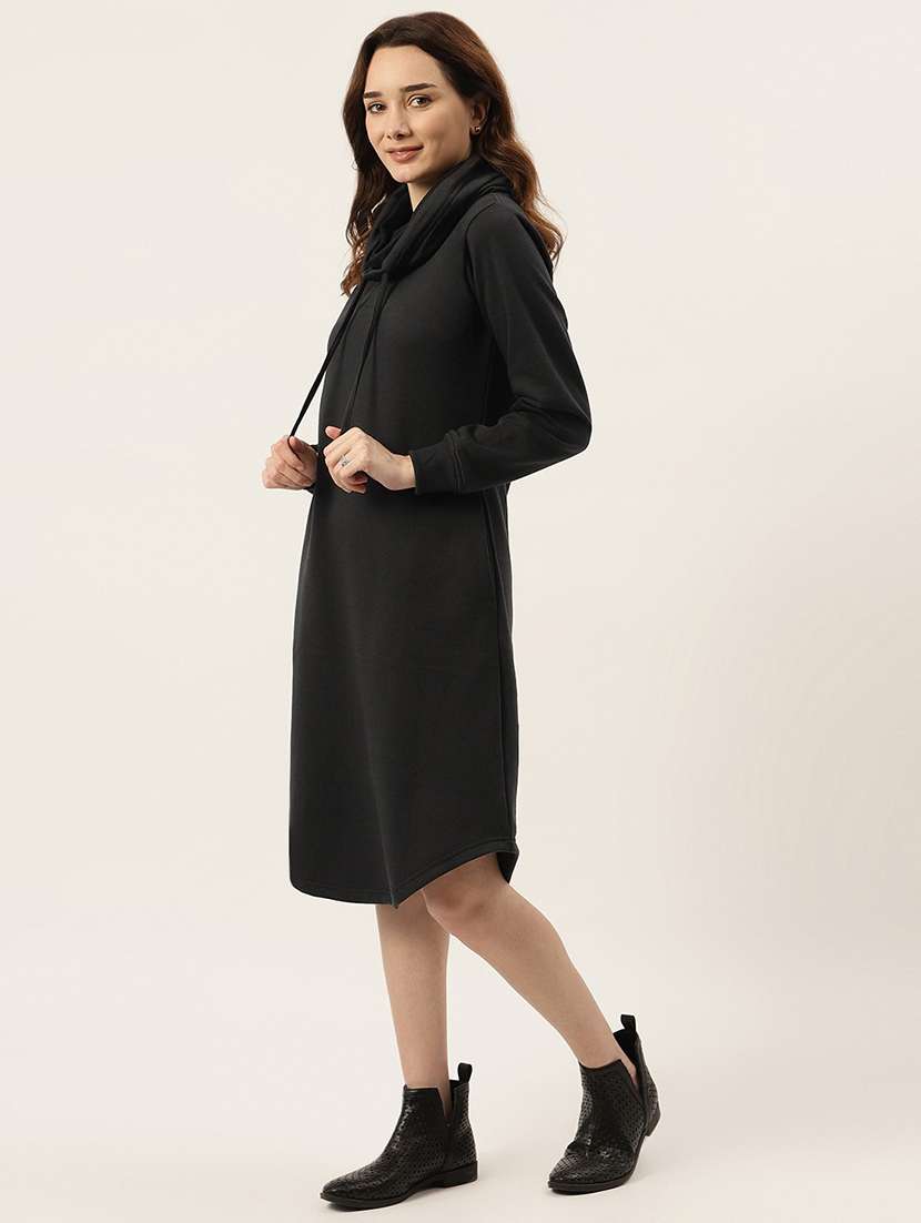 cowl neck solid shift dress - 18261727 - Standard Image - 1