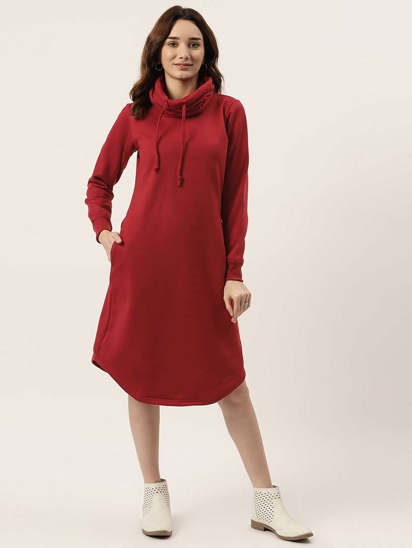 cowl neck solid  shift dress