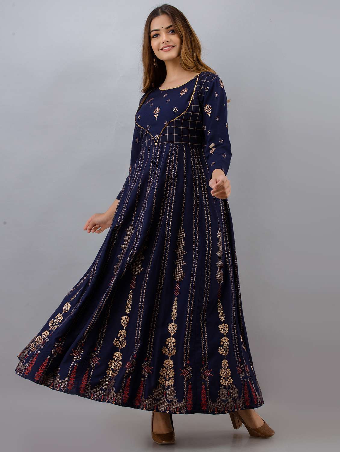 blue rayon anarkali kurta - 18262054 -  Standard Image - 1