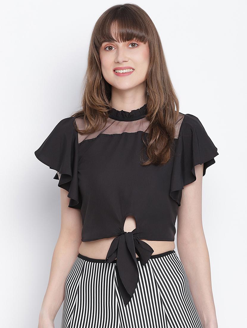 women's crop round neck top - 18262067 - Zoom Image - 0