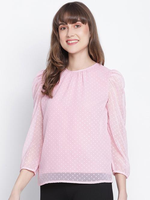women's pink regulal fit solid top - 18262081 - Standard Image - 0