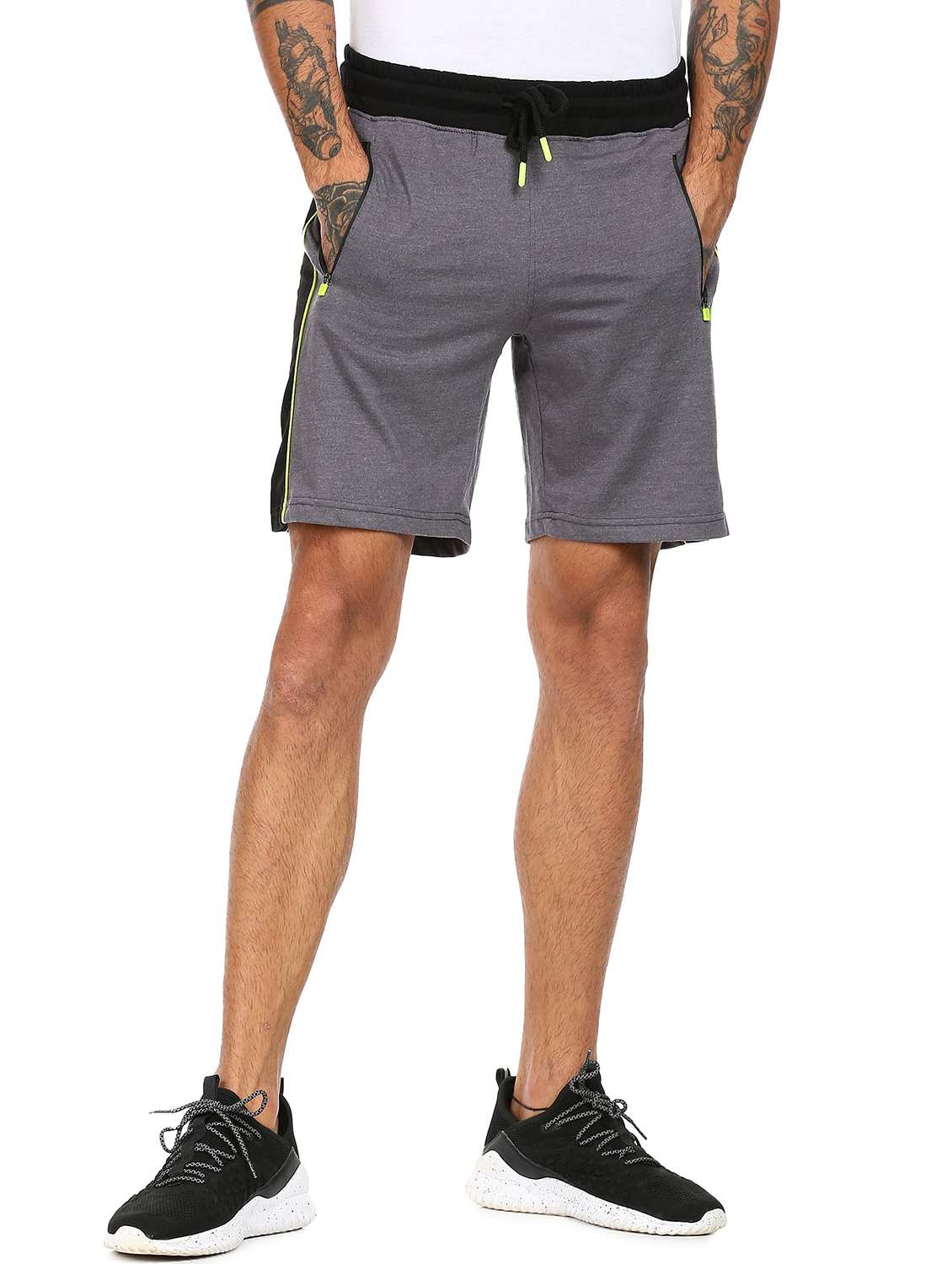 grey color-blocked short