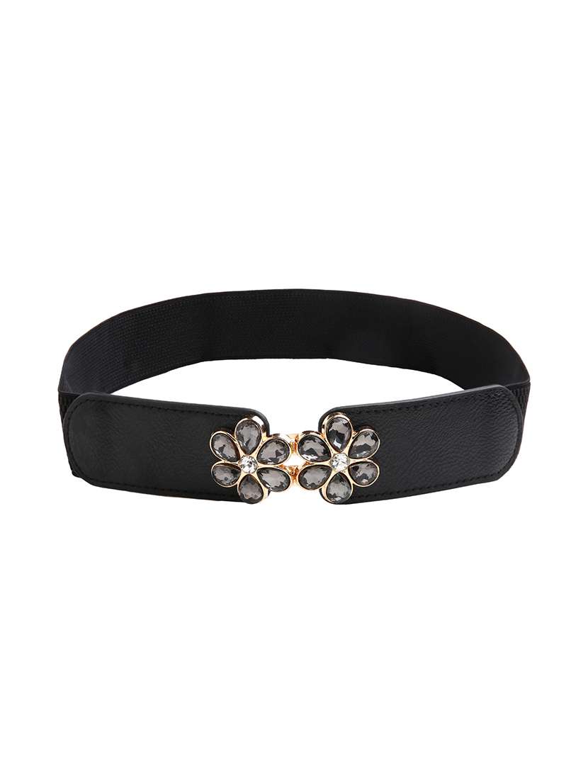 black synthetic leather) belt