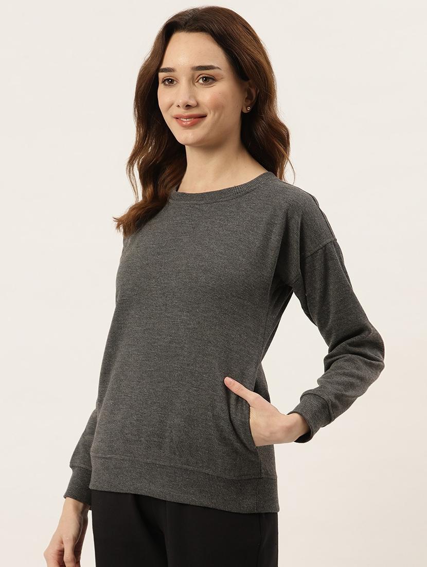 round neck solid sweatshirt - 18262970 - Standard Image - 1