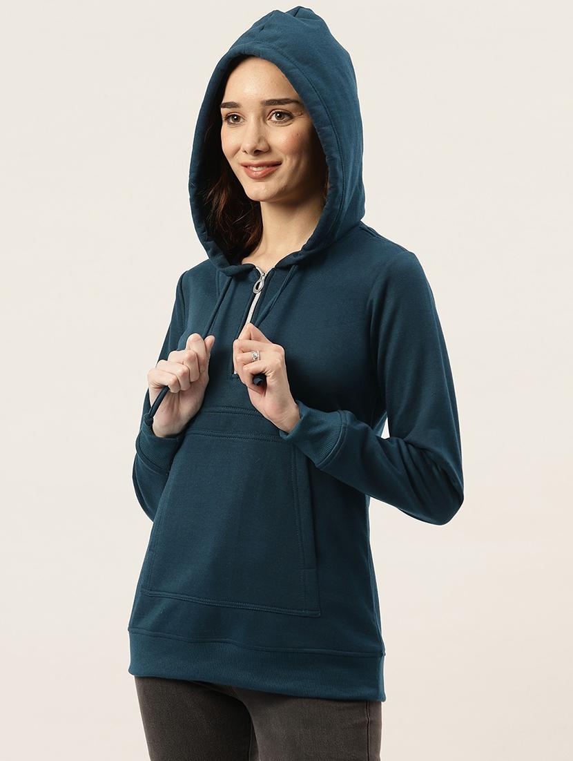hooded neck solid sweatshirt - 18262982 - Standard Image - 1