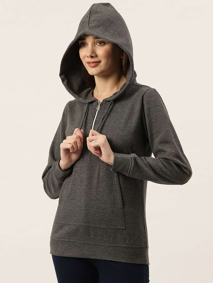 hooded neck solid  sweatshirt - 18263006 -  Standard Image - 1