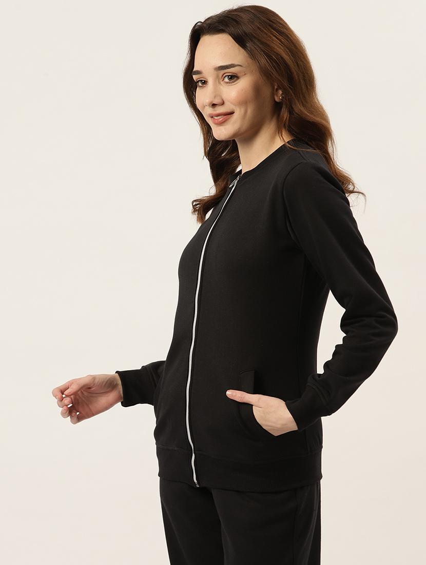 round neck solid regular jacket - 18263131 - Standard Image - 1