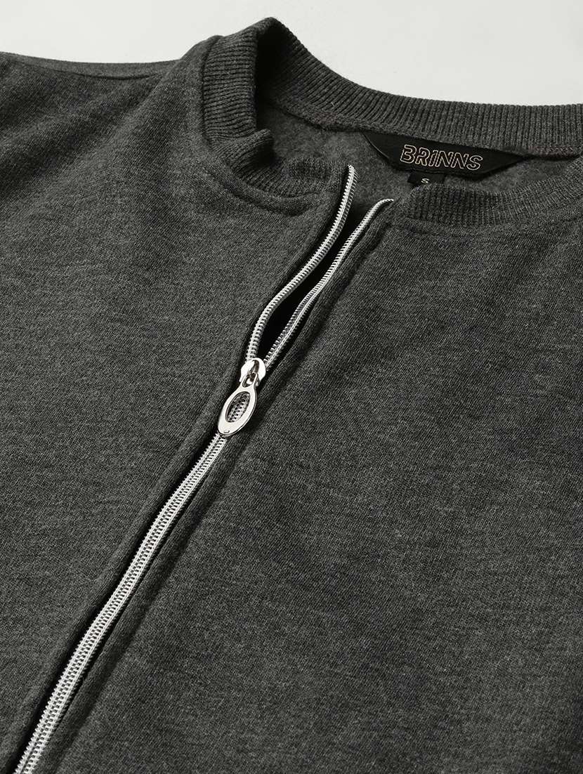 round neck solid regular jacket - 18263137 -  Standard Image - 4