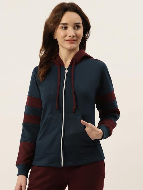 long sleeve solid hooded jacket - 18263149 - Standard Image - 0