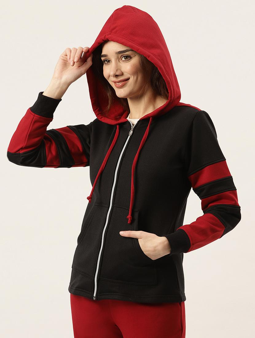 long sleeve solid hooded jacket - 18263155 - Standard Image - 1