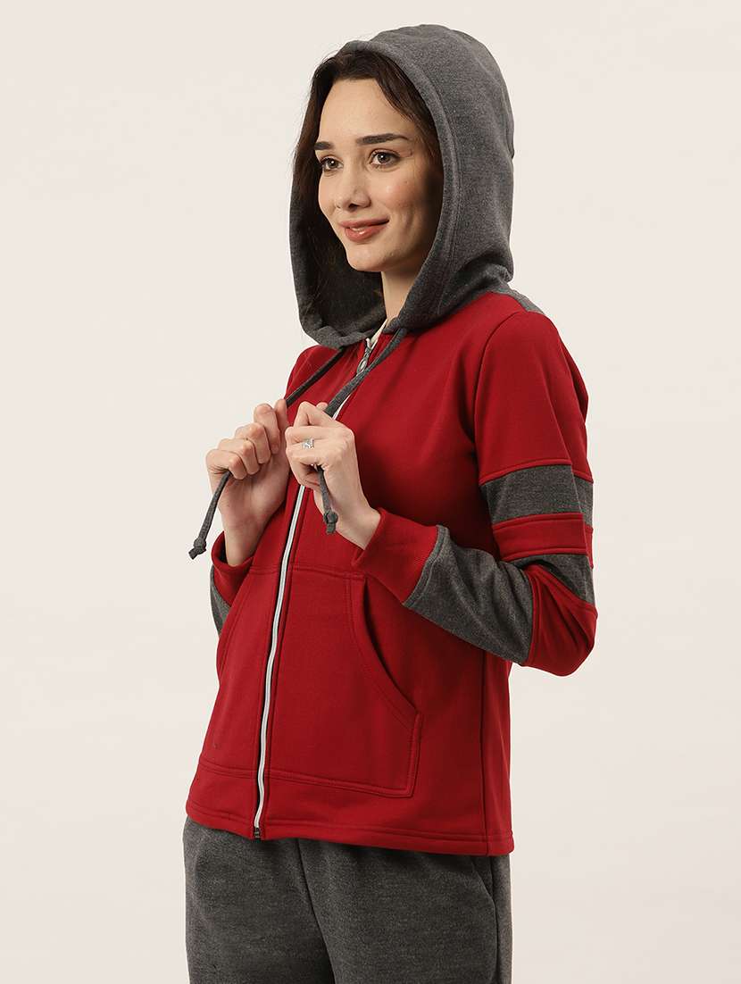 long sleeve solid hooded jacket - 18263167 - Standard Image - 1