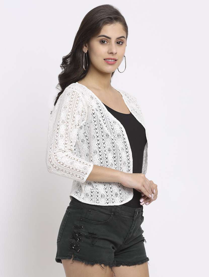 three querter sleeved solid shrug - 18263452 -  Standard Image - 1