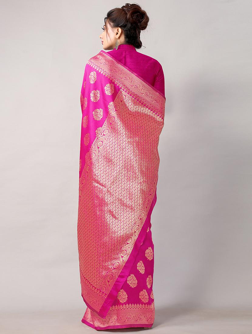 magenta silk blend saree with blouse - 18264091 - Standard Image - 1