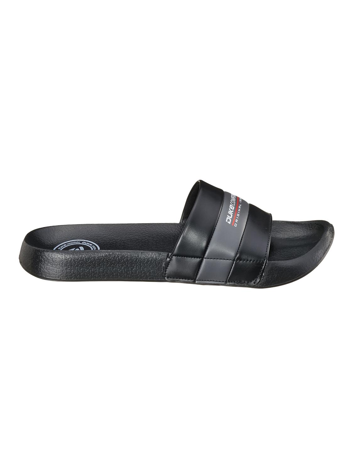 black synthetic & mesh slip on flip flops - 18264175 - Standard Image - 1