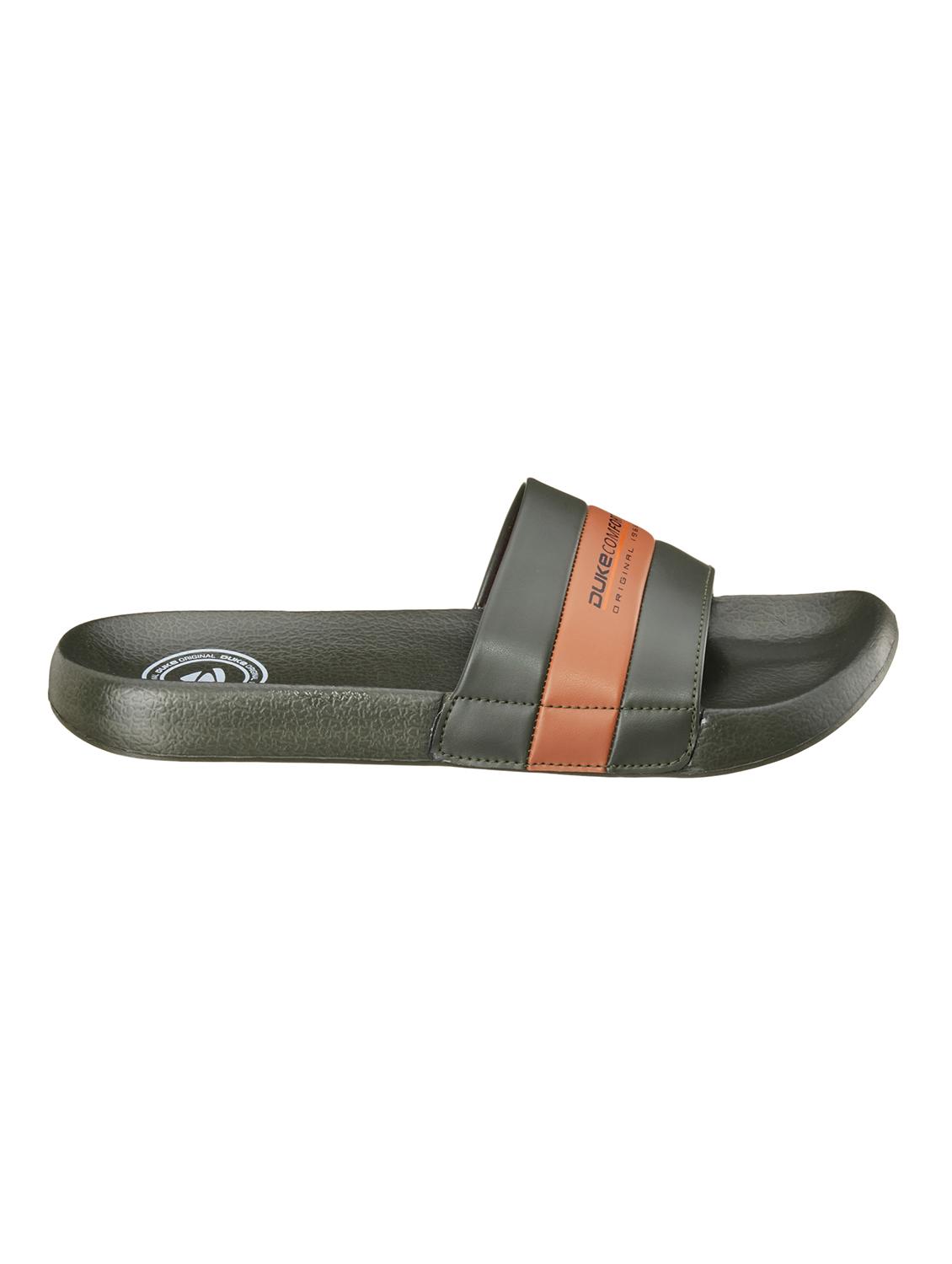 green synthetic & mesh slip on flip flops - 18264178 - Standard Image - 1