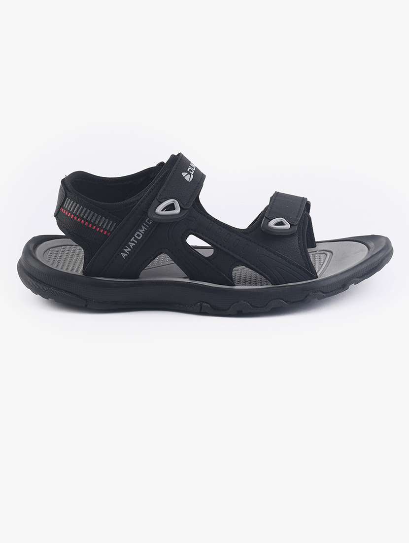 black pu slip on floaters - 18265596 -  Standard Image - 1