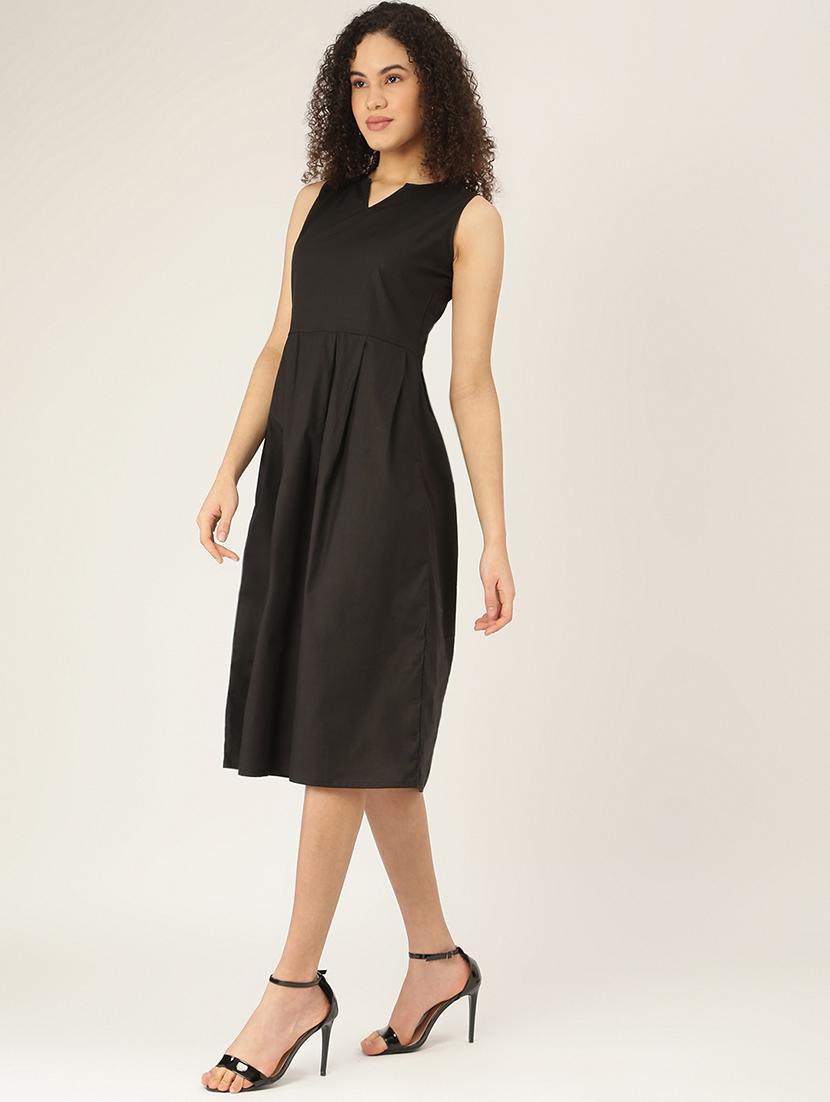 notch neck solid a-line dress - 18266332 -  Standard Image - 1