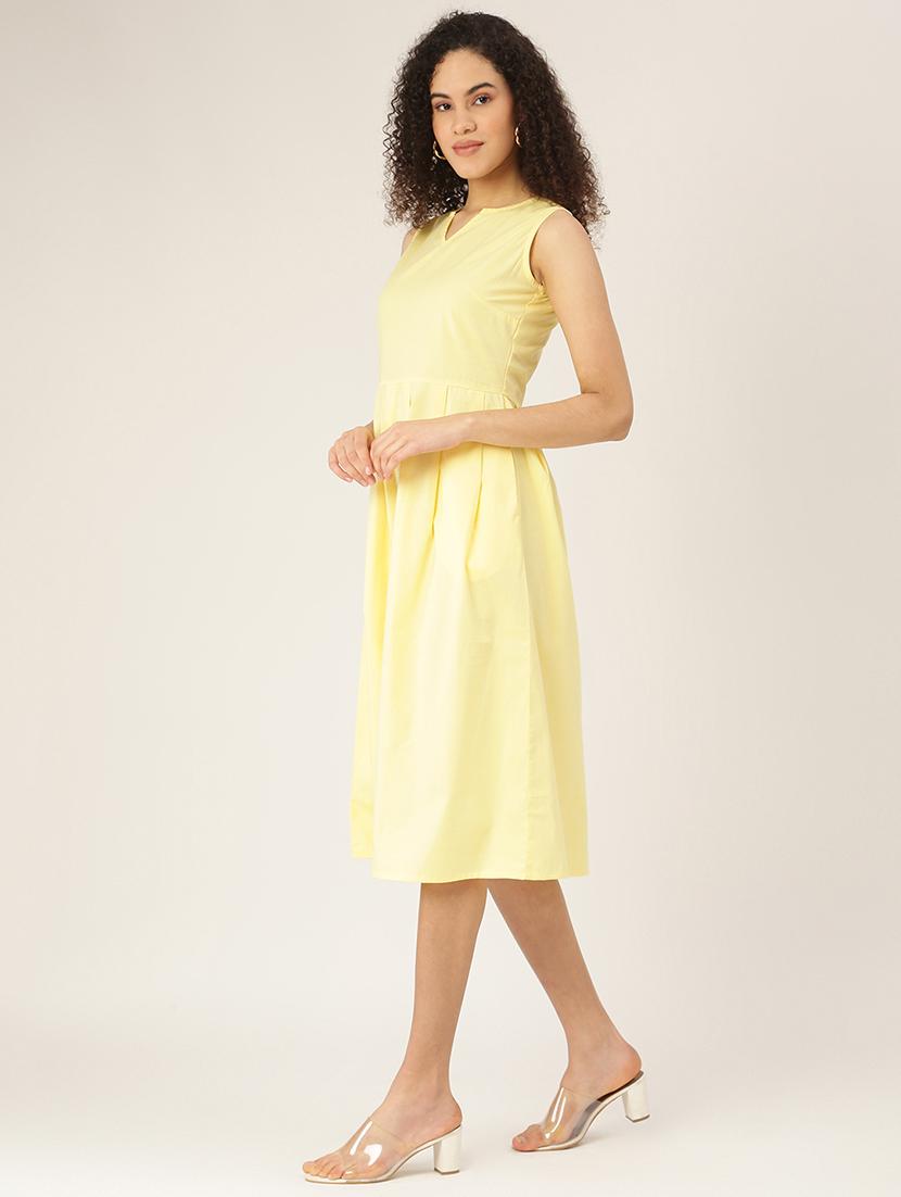 notch neck solid a-line dress - 18266350 -  Standard Image - 1