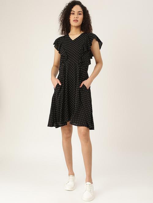 tie back neck printed a-line dress - 18266374 -  Standard Image - 0