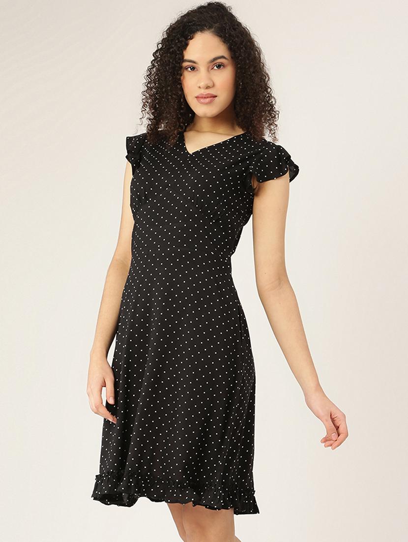 tie back neck printed a-line dress - 18266392 - Standard Image - 1