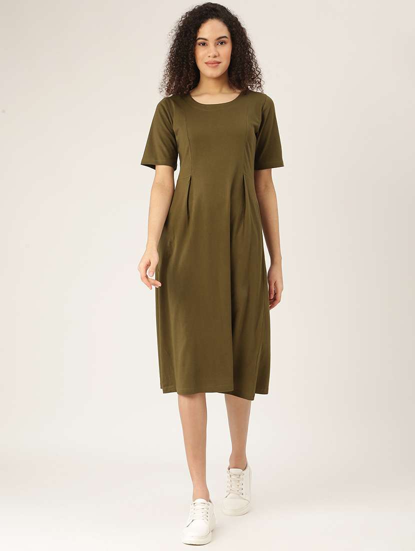 round neck solid t-shirt dress