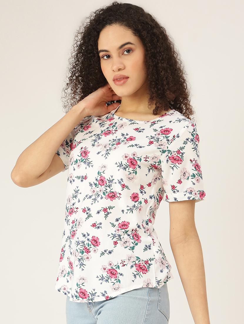 round neck floral  top - 18266482 -  Standard Image - 1
