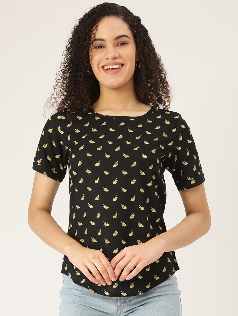 round neck printed top - 18266494 -  Zoom Image - 0