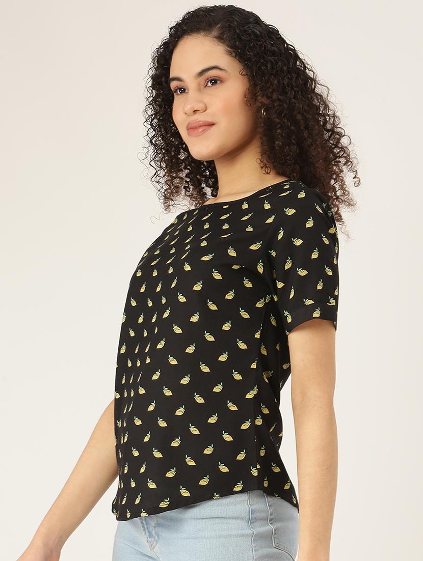 round neck printed top - 18266494 - Standard Image - 1