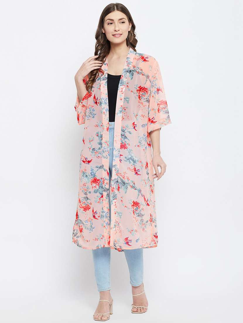 pink georgette shrug - 18266767 -  Zoom Image - 0