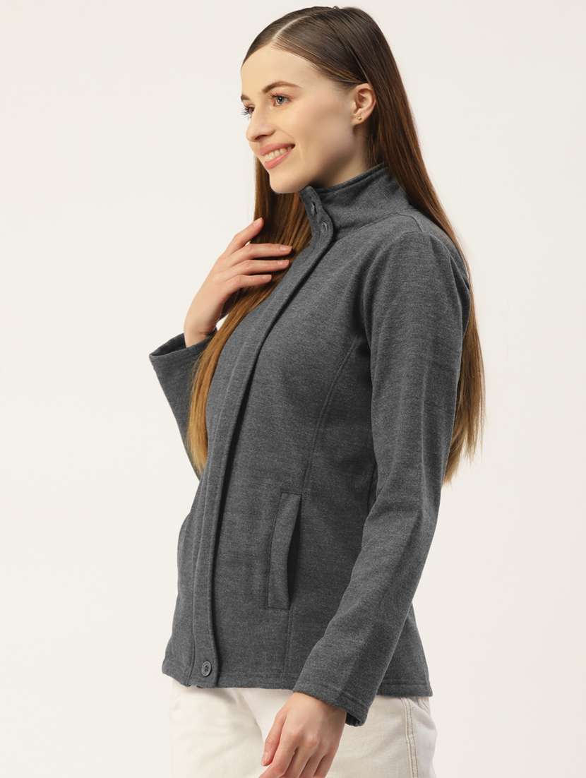 stand collar solid sweatshirt - 18267734 -  Standard Image - 1