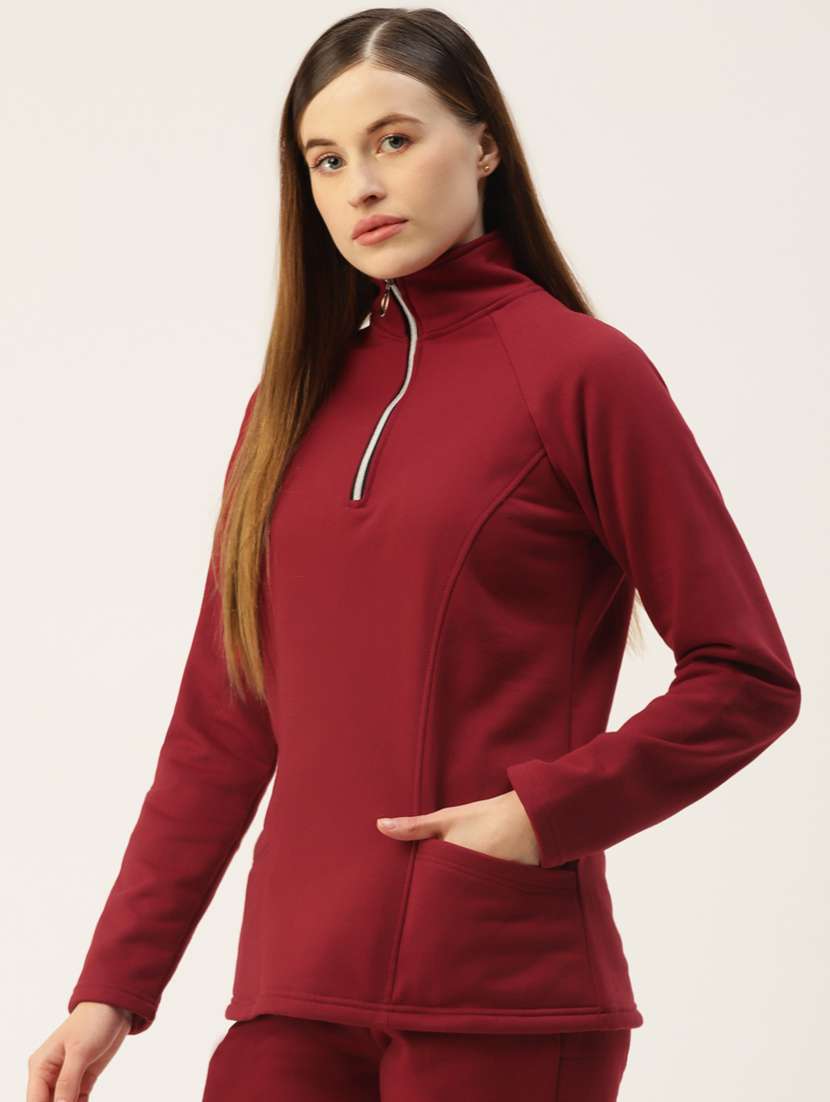 stand collar solid sweatshirt - 18267764 -  Standard Image - 1