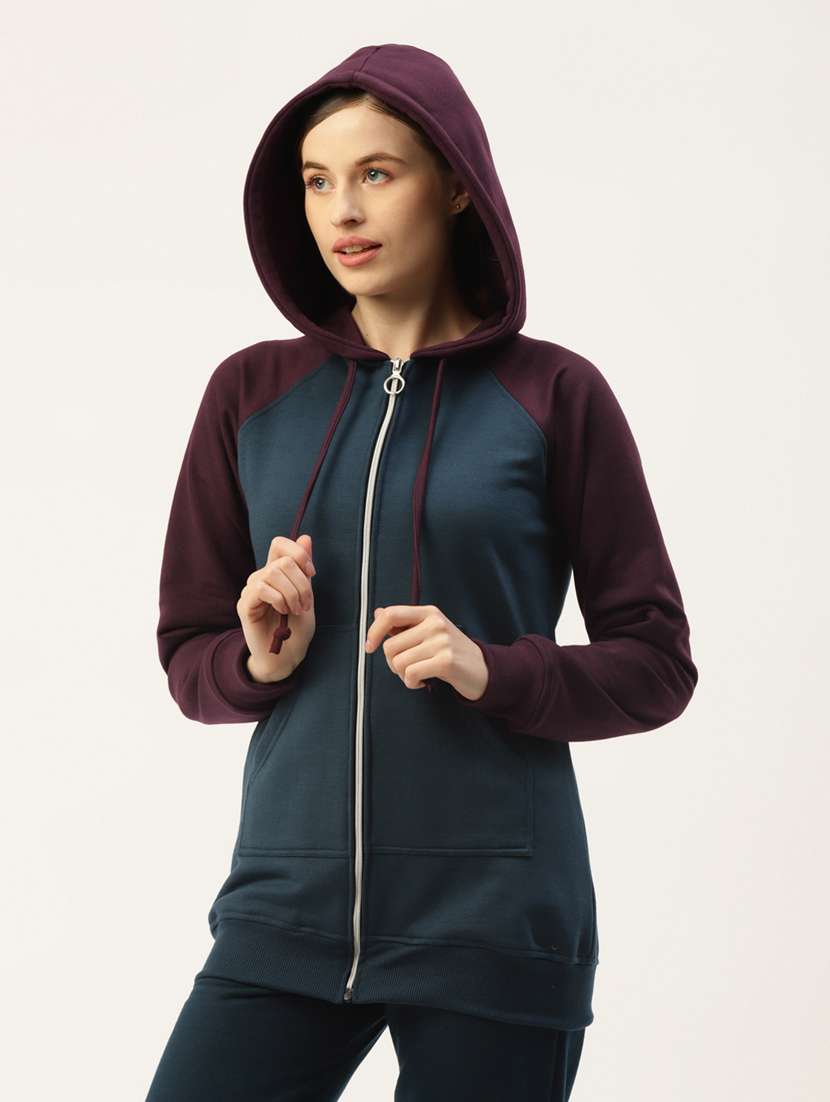 hooded neck color block sweatshirt - 18267818 -  Standard Image - 1