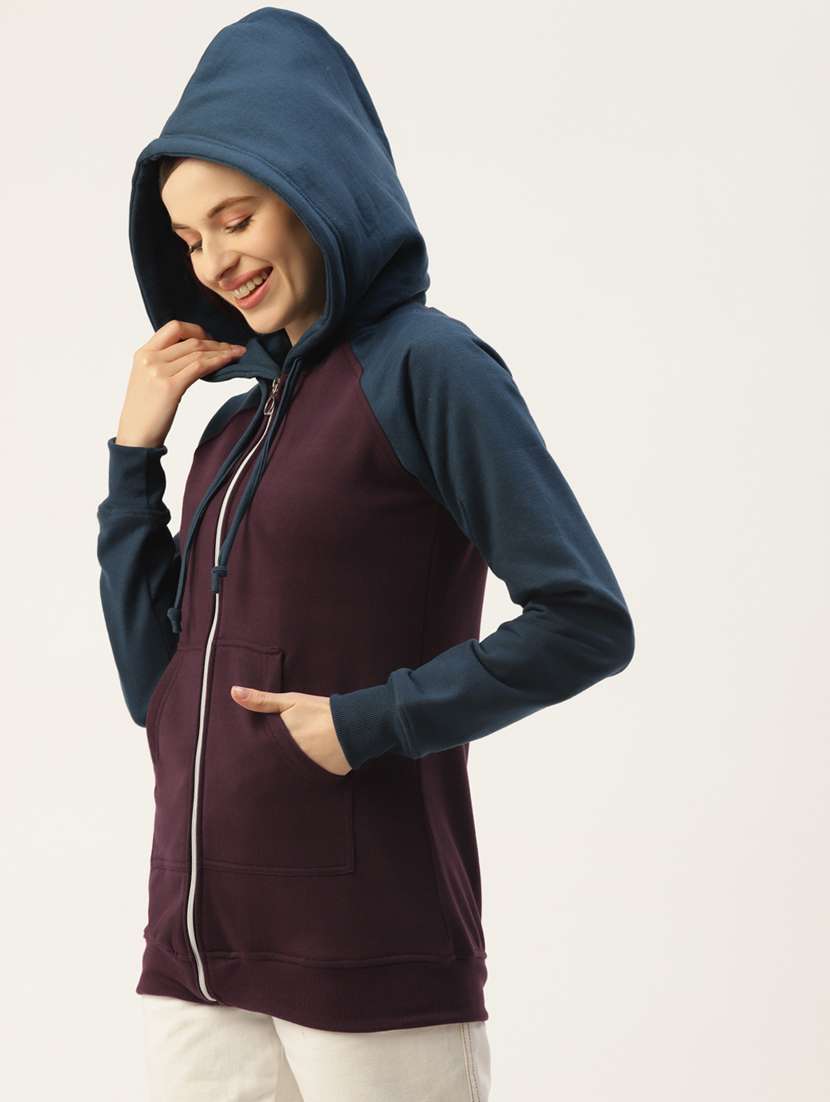 hooded neck color block sweatshirt - 18267824 -  Standard Image - 1