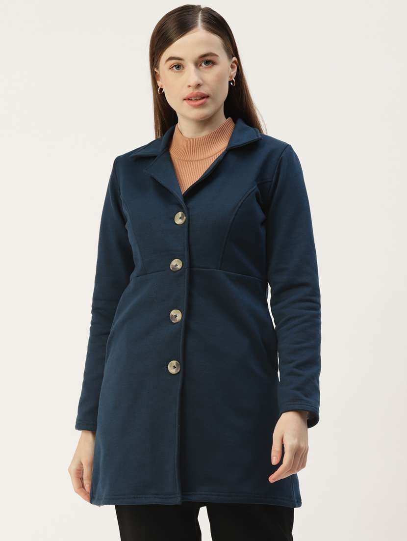 lapel neck solid regular coat